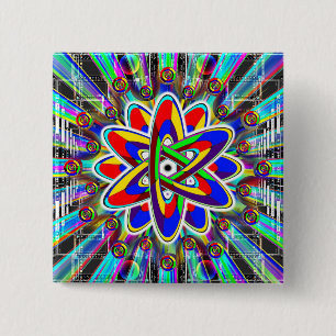Rainbow Atomic Impossible Image 15 Cm Square Badge