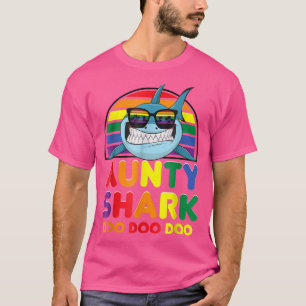 Rainbow Aunty Shark Sunglass Auntie Mother'S Day  T-Shirt