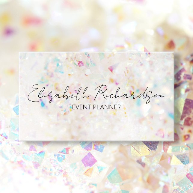 Rainbow Aura Quartz Crystal Modern Chic Elegant Business Card (Creator Uploaded)