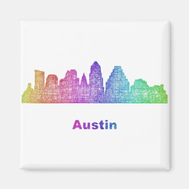 Rainbow Austin skyline Magnet (Front)