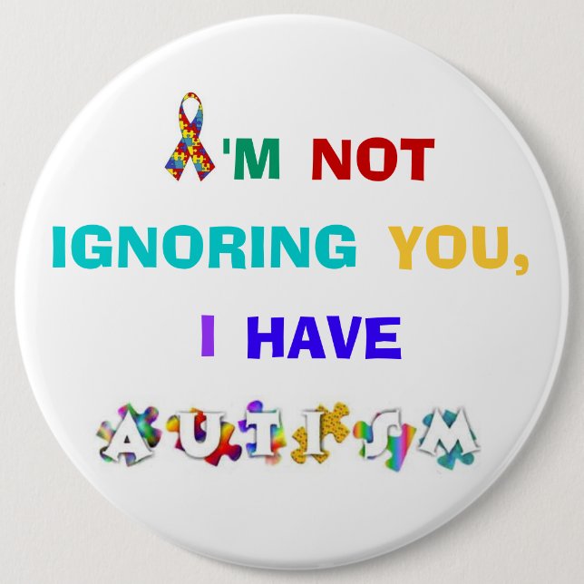 Rainbow Autism Awareness Button (Front)