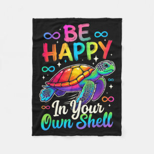 Rainbow autism awareness turtle be happy in own fleece blanket