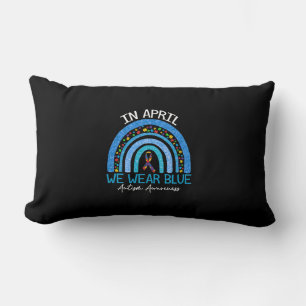 Rainbow Autism In April We Wear Blue Autism Lumbar Cushion