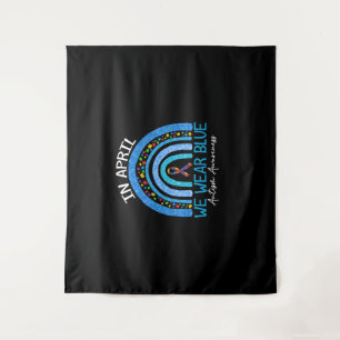 Rainbow Autism In April We Wear Blue Autism Tapestry