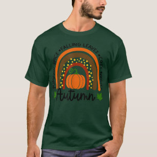 Rainbow Autumn Pumpkin Spice Falling Leaves Cosy N T-Shirt