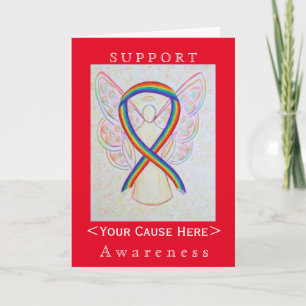Rainbow Awareness Ribbon Angel Customised Card
