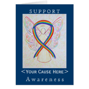 Rainbow Awareness Ribbon Angel Customised Card