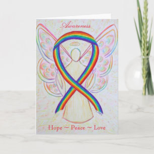 Rainbow Awareness Ribbon Angel Greeting Card