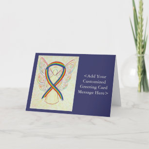 Rainbow Awareness Ribbon Angel Personalised Cards