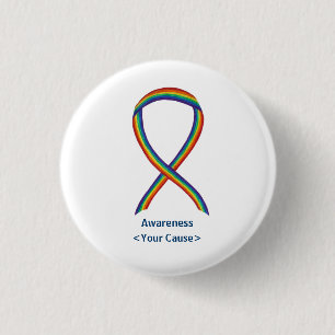 Rainbow Awareness Ribbon Custom Art Pins