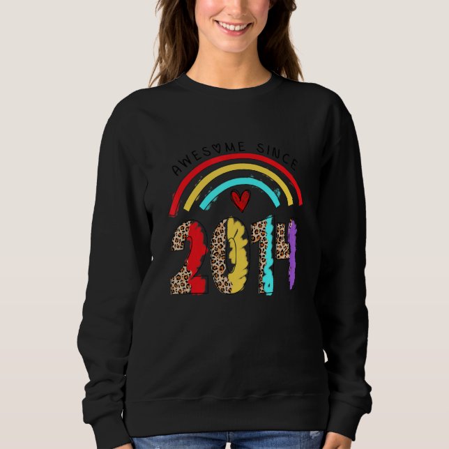 Rainbow Awesome Since 2014 It's My 8th Birthday Ki Sweatshirt (Front)