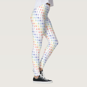 Rainbow Awesome Typography Pattern Leggings