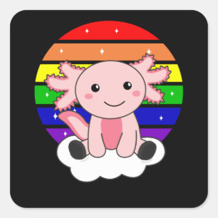 Rainbow Axolotl Cute Axolotl For Kids Square Sticker
