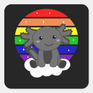 Rainbow Axolotl Cute Axolotl For Kids Square Sticker
