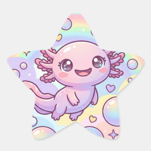 Rainbow Axolotl Dreams Star Sticker