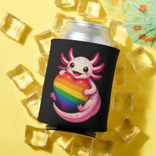 Rainbow Axolotl Heart Pride Amphibian Can Cooler