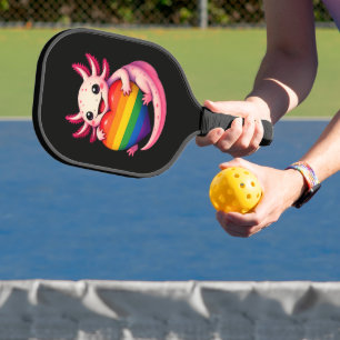 Rainbow Axolotl Heart Pride Amphibian Pickleball Paddle