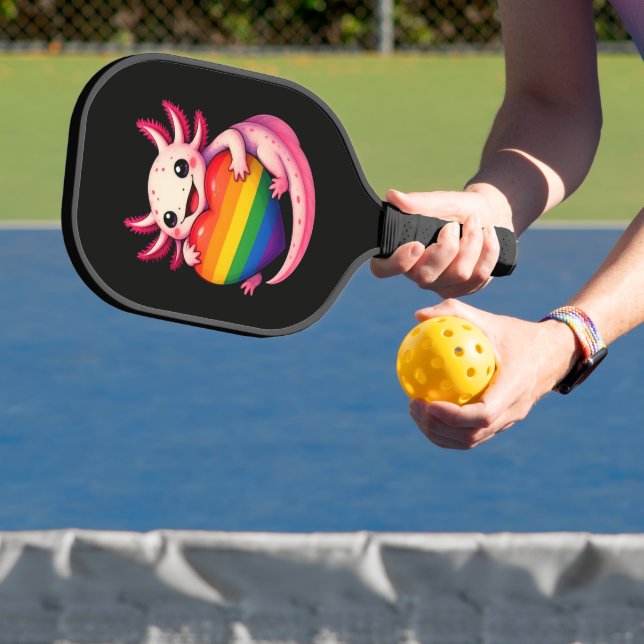 Rainbow Axolotl Heart Pride Amphibian Pickleball Paddle (Insitu)