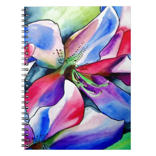 Rainbow Azalea flower original watercolor painting Notebook (Front)