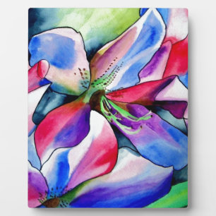 Rainbow Azalea flower original watercolor painting Plaque