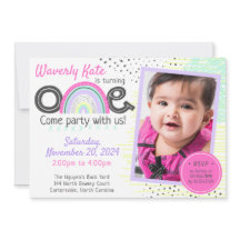 Rainbow Baby 1st Birthday Kawaii Doodles Photo