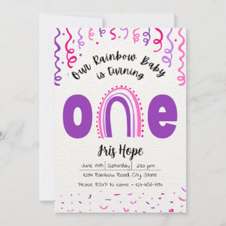 Rainbow Baby Birthday Invitation