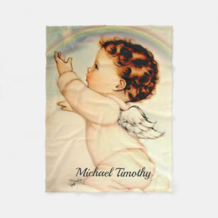 Rainbow Baby Boy Angel on a cloud Fleece Blanket