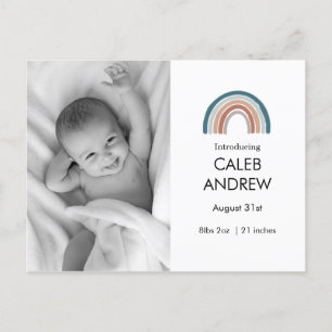 Rainbow Baby Boy Birth Announcement Postcard