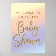 Rainbow Baby Boy Girl Shower Welcome Sign