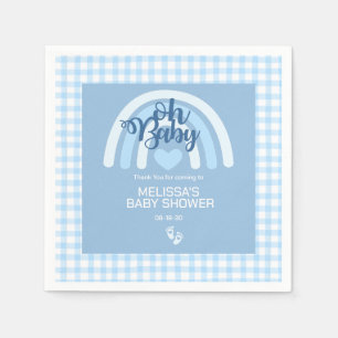 Rainbow Baby Boys Personalised Blue Heart Napkin