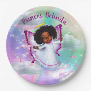 Rainbow Baby Butterfly Fairy Baby Shower Paper Plate