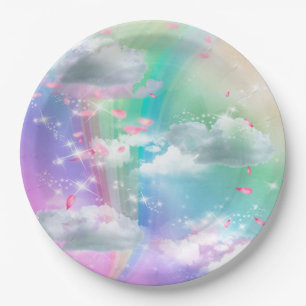 Rainbow Baby Butterfly Fairy Baby Shower Paper Plate