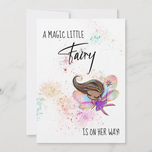 *~* Rainbow Baby Fairy Glitter Shower Invitation (Front)