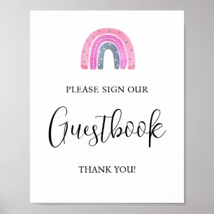 Rainbow Baby Girl Guestbook Baby Shower Sign