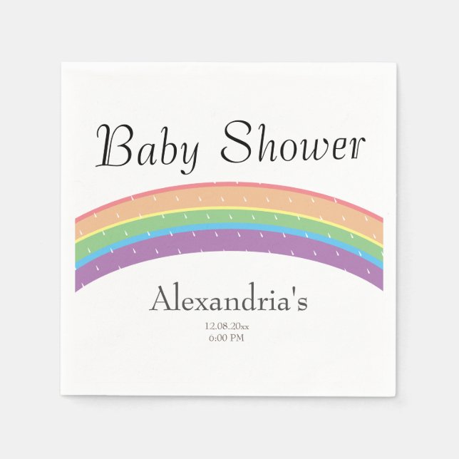 Rainbow Baby Girl or boy Baby shower party Napkin (Front)