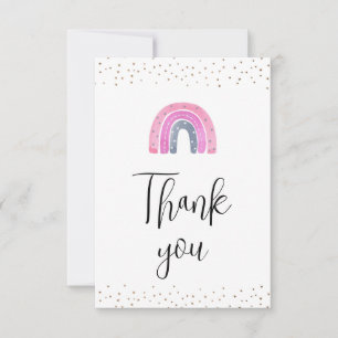 Rainbow Baby Girl Shower Thank You Card
