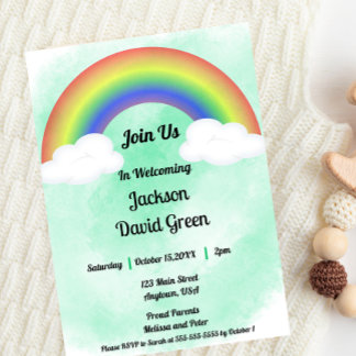 Rainbow Baby (Green) Shower Invitation