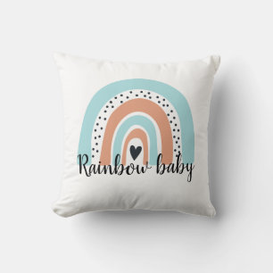 Rainbow Baby Heart Blue Peach Cushion