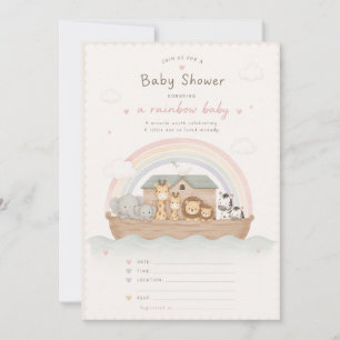 Rainbow Baby Noah's Ark Baby Shower Invite Card