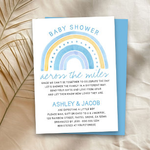 Rainbow Baby Shower Across the Miles Boys Blue Invitation