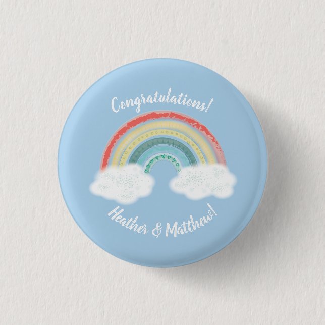 Rainbow Baby Shower Blue Boy 3 Cm Round Badge (Front)