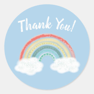 Rainbow Baby Shower Blue Boy Classic Round Sticker