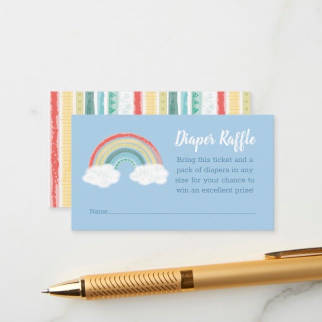 Rainbow Baby Shower Blue Boy Enclosure Card (Front/Back In Situ)