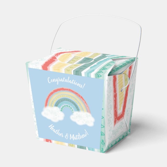 Rainbow Baby Shower Blue Boy Favour Box (Front Side)