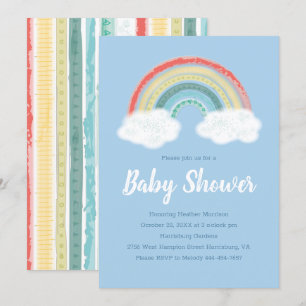 Rainbow Baby Shower Blue Boy Invitation