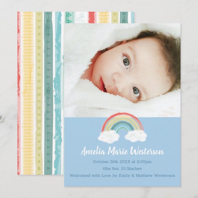Rainbow Baby Shower Blue Boy Invitation (Front/Back)