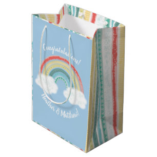 Rainbow Baby Shower Blue Boy Medium Gift Bag