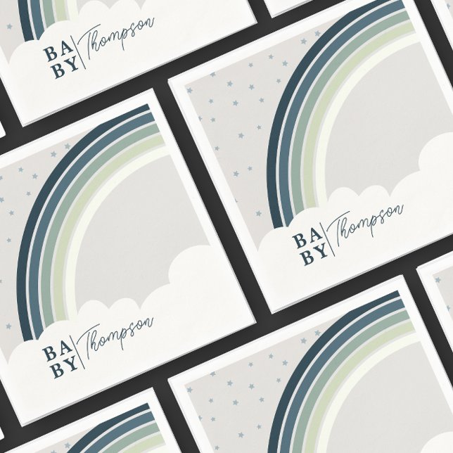 Rainbow Baby Shower Boy Green Blue Napkin (Creator Uploaded)