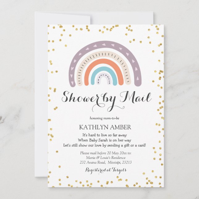 Rainbow Baby Shower by mail Invitation (Front)