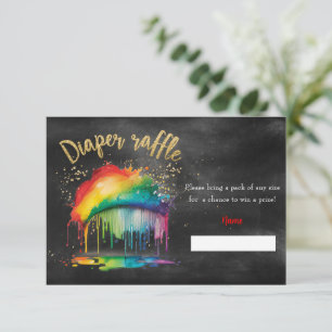 Rainbow Baby Shower Chalkboard Diaper Raffle Card